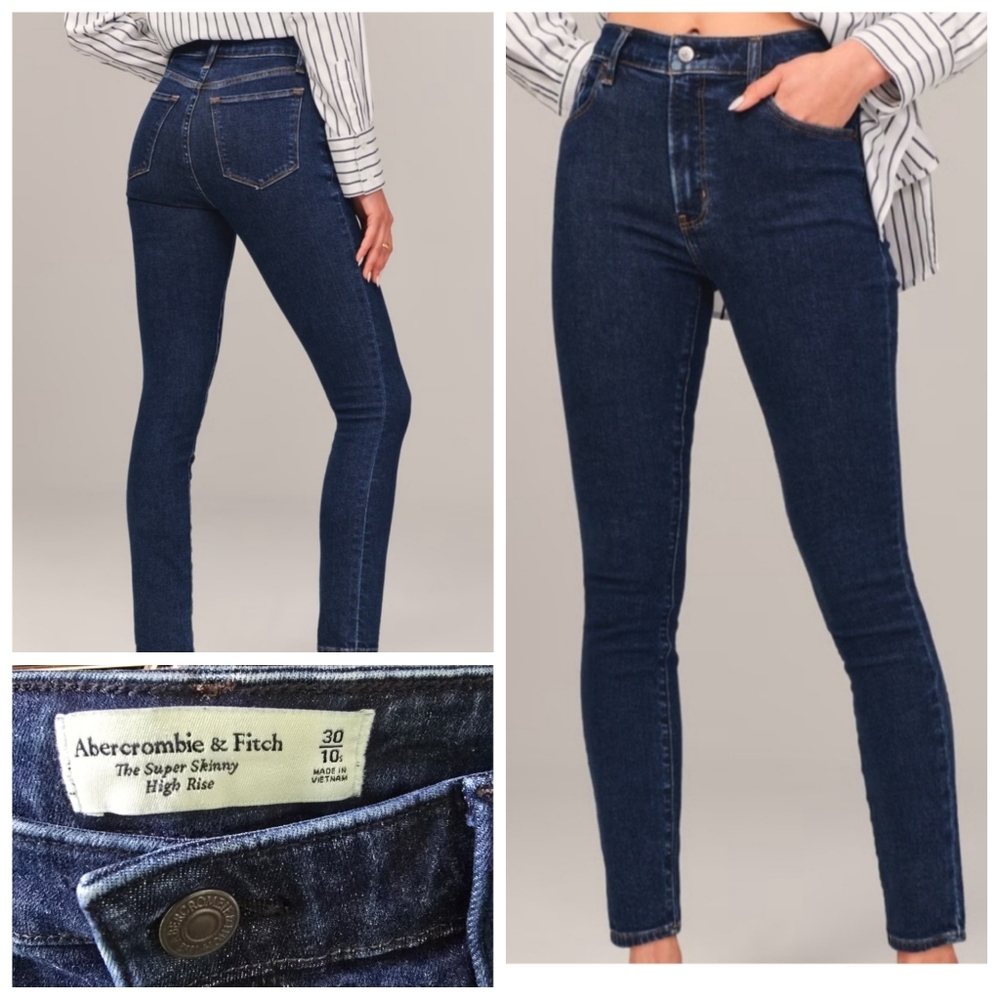 Abercrombie & Fitch The Super Skinny High Rise Size 30/10 Dark Wash
